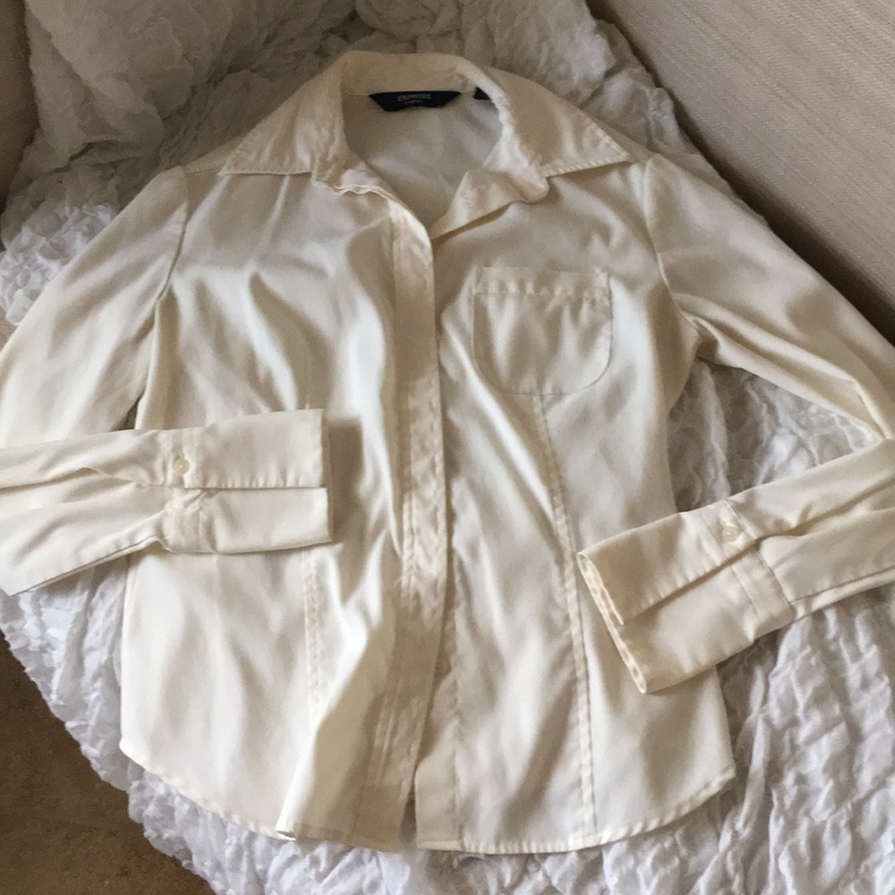 Cream colored button down shirt